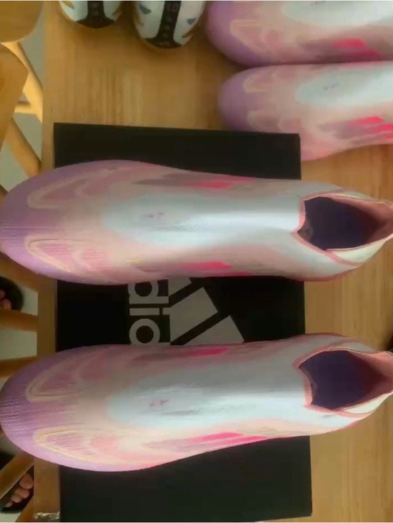 adidas Iridescent Pink and White Laceless Soccer Cleats